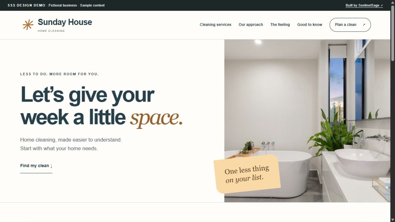 Homepage preview of the home cleaning concept