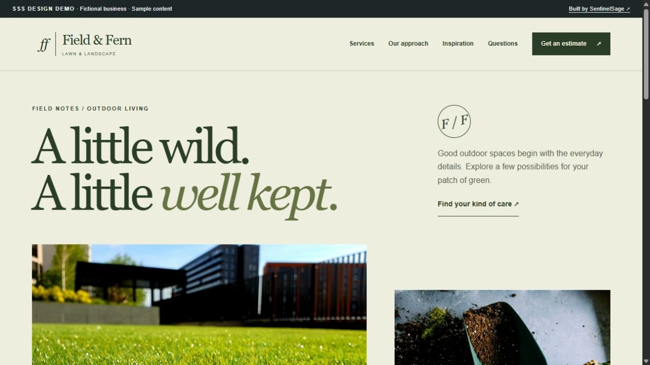 Homepage preview of the lawn & landscape concept